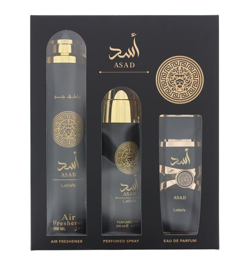Cofanetto Asad - Eau De Parfum 100ml - Deodorante 200ml - Profumo Per Ambiente 300 ml Uomo